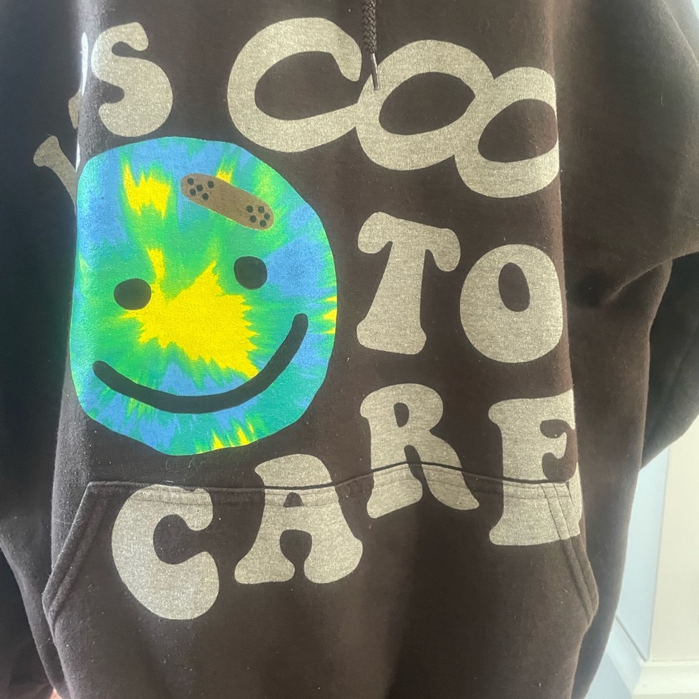 Lonely Ghost Brown Hoodie with Tie-Dye Graphic